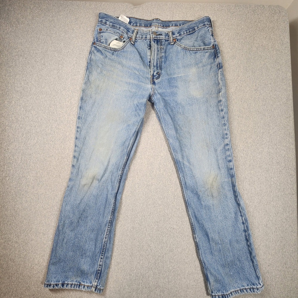Levi's 516 Straight Leg Jeans Mens 36x30 Light Wash Blue Good Vintage Denim